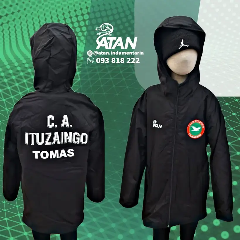 Buzo canguro de Club Atlético Ituzaingó confeccionado por ATAN, sublimado total